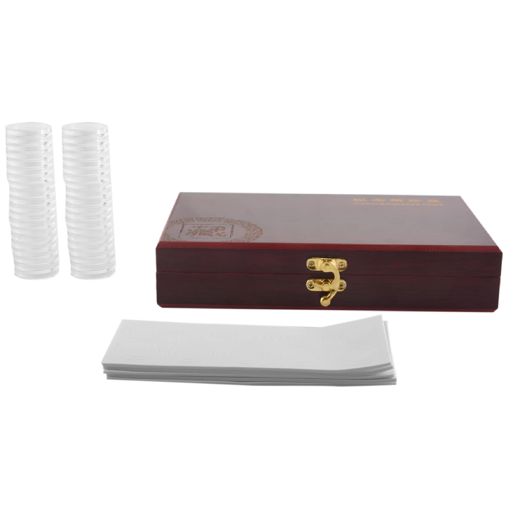 

50 Pcs Wood Coin Protection Display Box Storage Case Holder Round Box Commemorative
