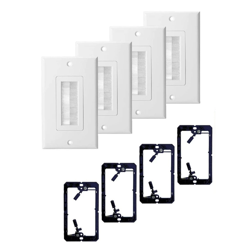 

Wall Plate Kit Single Brush Wall Plate With Single Gang Low Voltage Mounting Bracket Cable Pass Through Insert