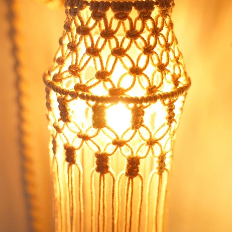 Потолочный светильник ручной работы хлопковая веревка кисточки абажур из