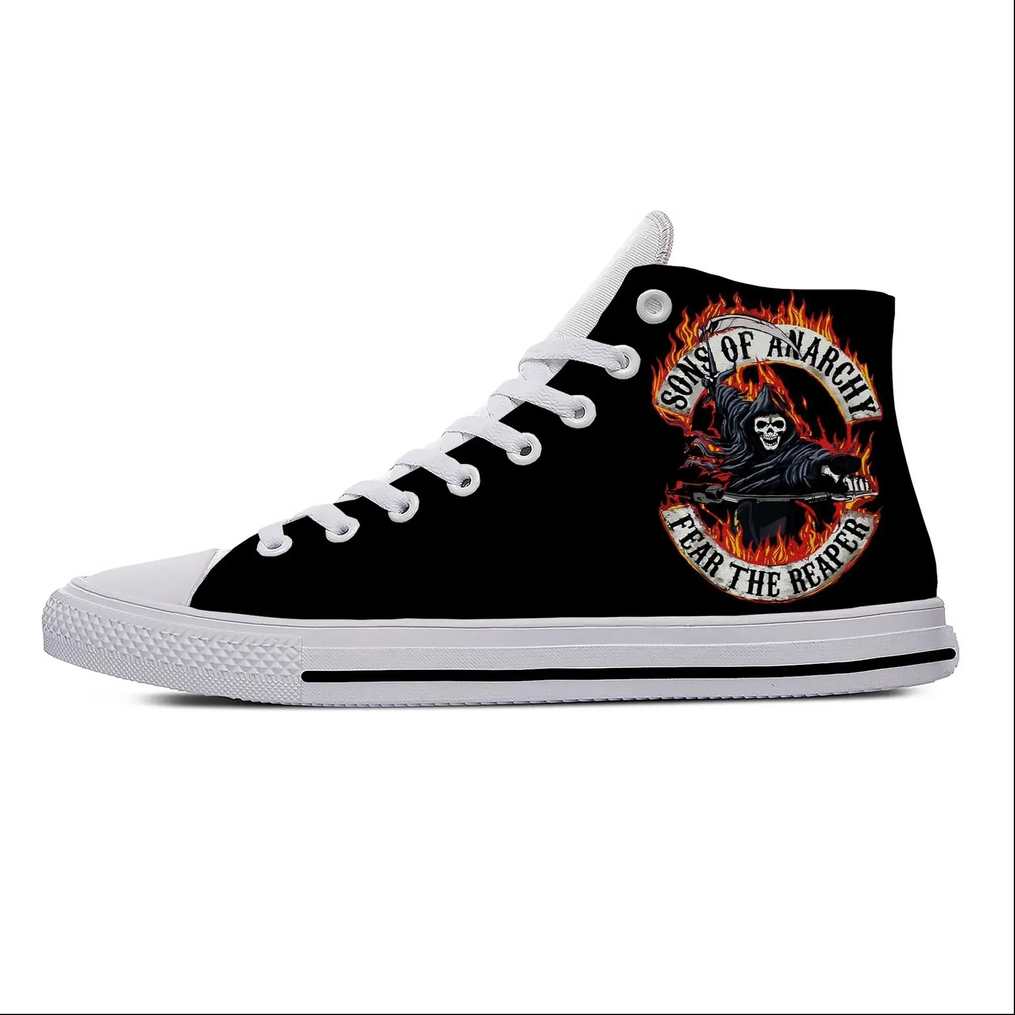 Фото Повседневная тканевая обувь Sons of Anarchy SAMCRO SOA с аниме-принтом, легкие дышащие кроссовки с 3D-принтом для мужчин и женщин №1