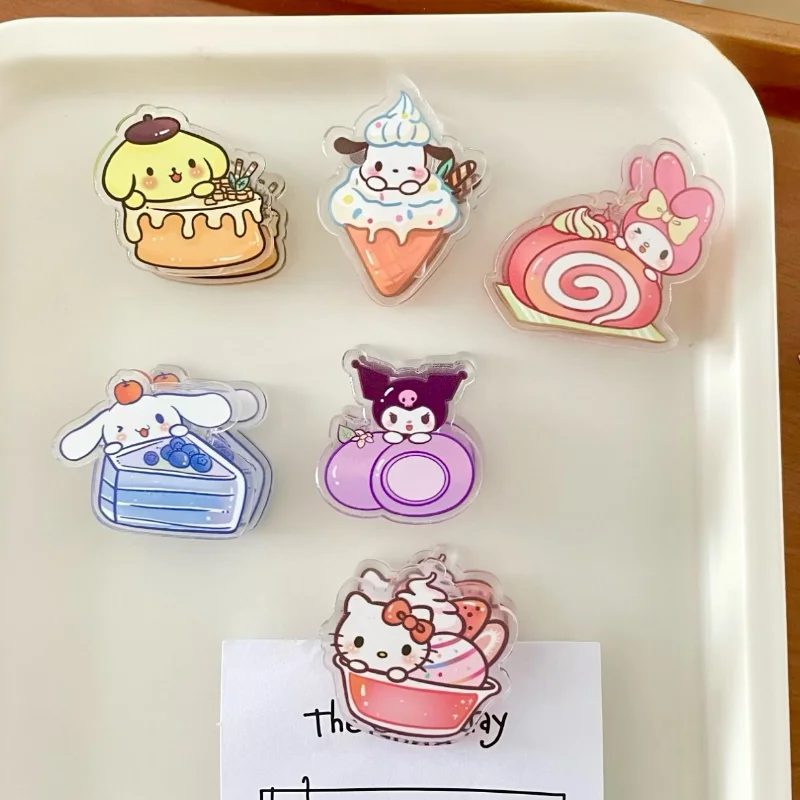 

10Pcs Sanrio My Melody Pompompurin Test Paper Holder Cinnamoroll Hello Kitty Cute Cartoon Binder Clip Kuromi Pachacco PP Folder