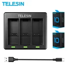 TELESIN 2 упаковки 1750mAh батарея для GoPro 10 3 способа зарядное устройство светодиодсветильник ка Зарядка для фотоаппарата аксессуары