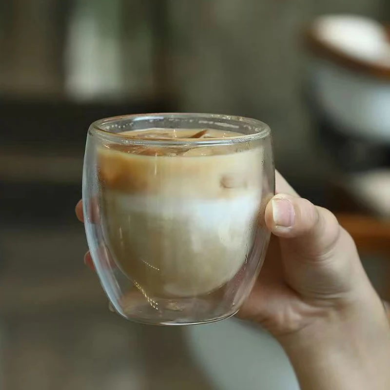 225 Мл Прозрачная Бытовая Посуда Для Напитков Набор Из 2 Термостойких Двухслойных