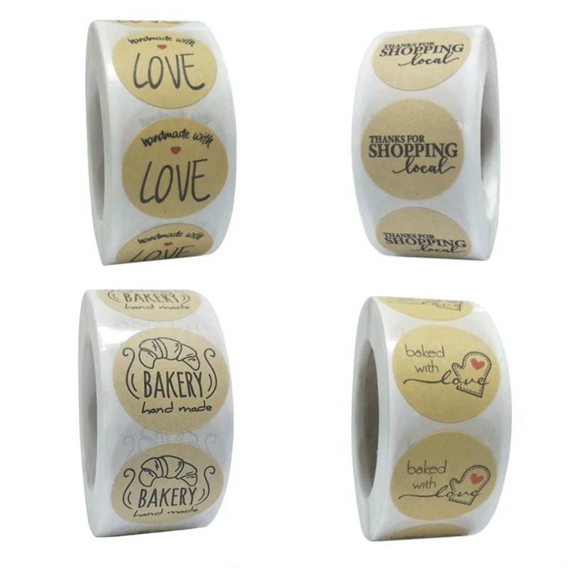 

500PCS Simple Labels Thank You Sticker Sealing Kraft Paper Stickers Stationery Supply Decorative Sticky Scrapbooking