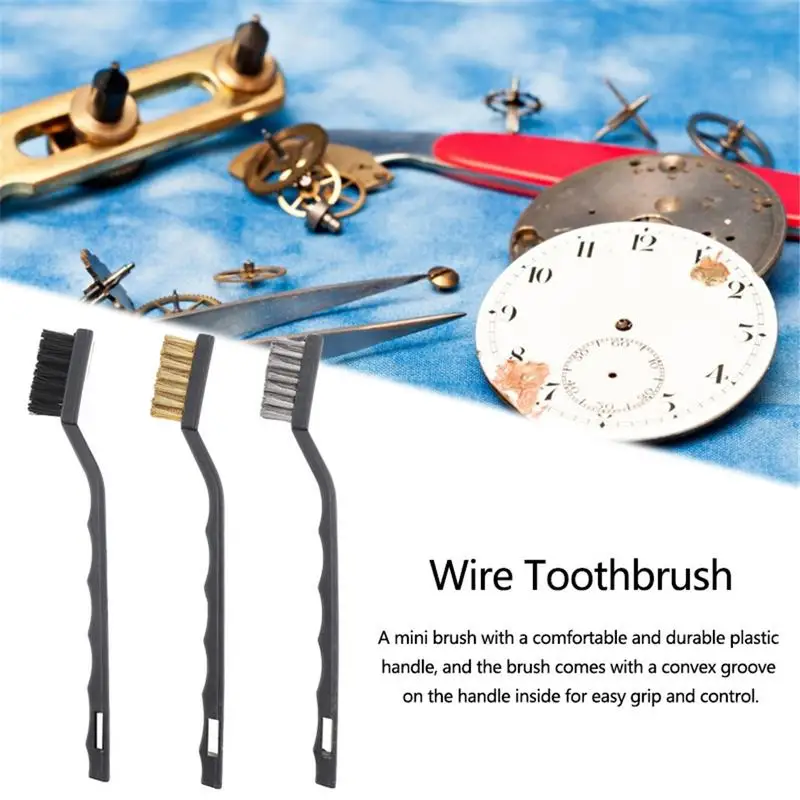 

3Pcs/Set Mini Wire Brush Cleaning Stainless Steel Toothbrush With Wire Bristle For Cleaning Welding Slag And Rust
