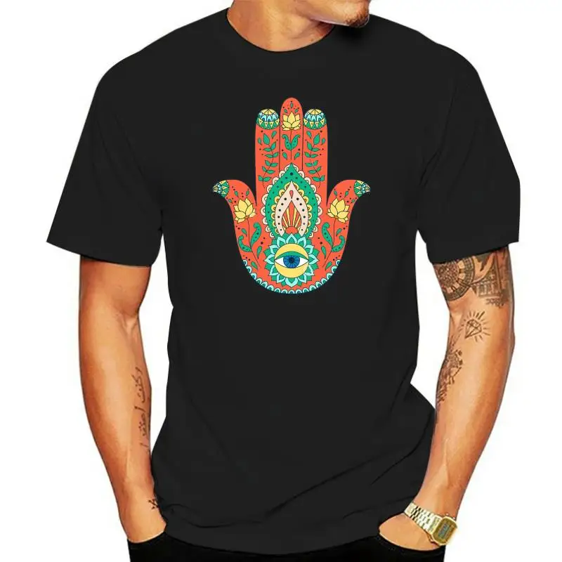 

Hamsa tee t-shirt hippie sacred geometry boho bohemian yoga meditation Cool Casual pride t shirt men Unisex Fashion