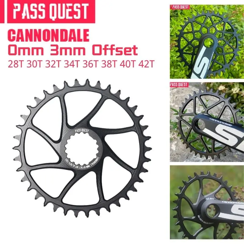 Pass Quest 0mm 3mm Offset For CANNONDALE Si Ss FSA Bike Narrow Wide Teeth Chainwheel 28T-42T Bicycle Chainring MTB Cycling Parts