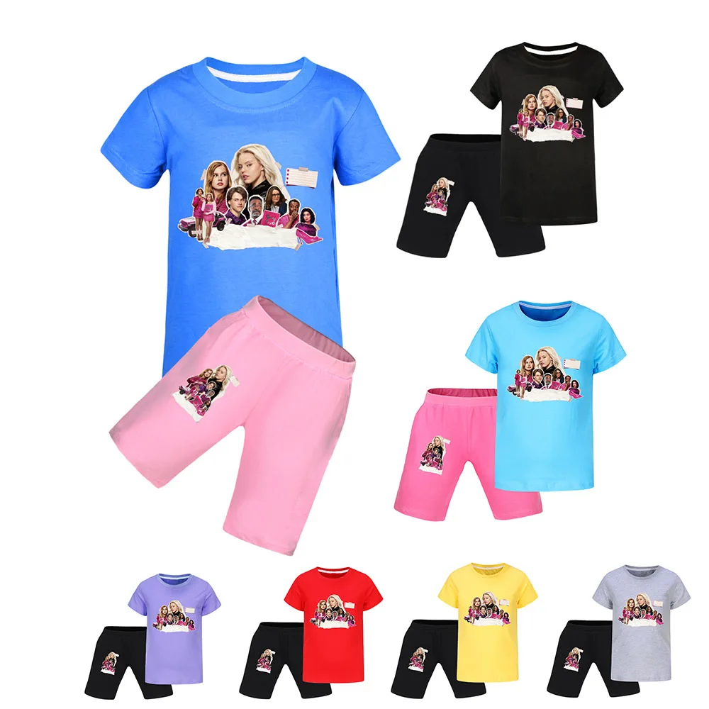 Детская одежда топы с фильмами футболка для средних девочек комплекты