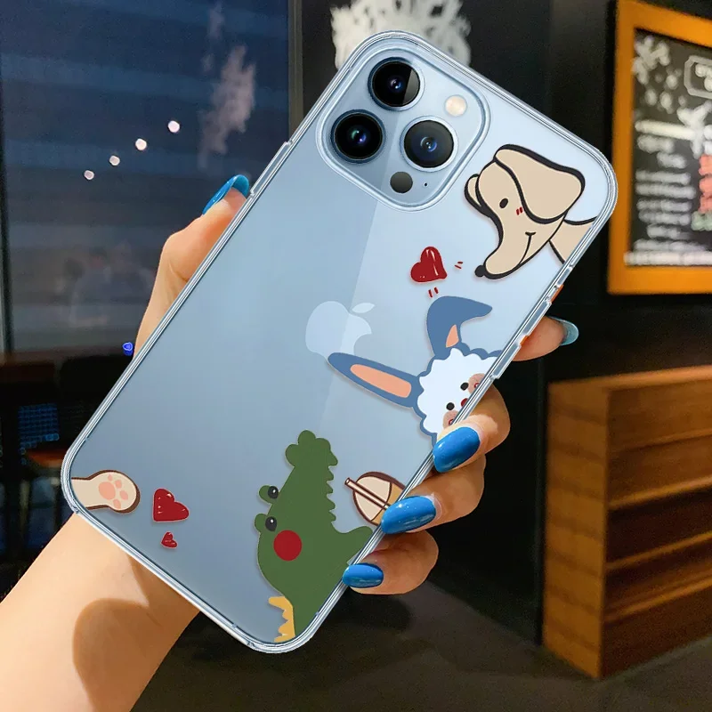 Чехол kawaii С жирафом для телефона iPhone 15 14 13 Pro Max Mini XR XSMax 7 8 Plus SE прозрачный мягкий