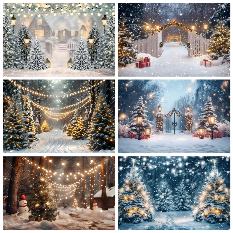Зимний фон для детской фотосъемки с изображением заснеженной ночи леса