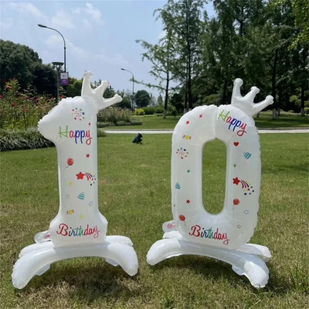 

32Inches Standing Crown Number Balloons Wedding Party Birthday Decoration Foil Balloon Baby Shower Decorations Digital Balloon