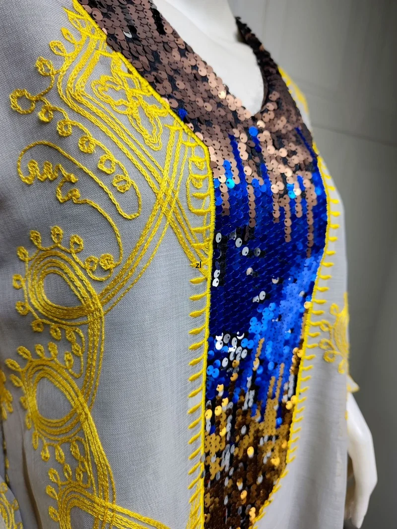 Sequin Embroidery Caftan Marocain Dress Saudi Folk Wear Abaja  Dress Abayas For Women Muslim Prayer Clothes Ramadan
