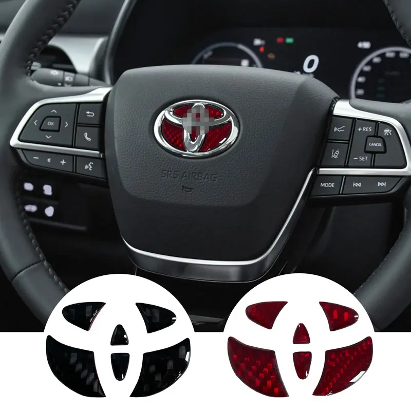 

1 шт. Автомобильная эмблема рулевого колеса из углеродного волокна, значок-Наклейка для Toyota Corolla Camry Yaris Rav4 Prado CHR TRD VIOS, автомобильные аксессуа...