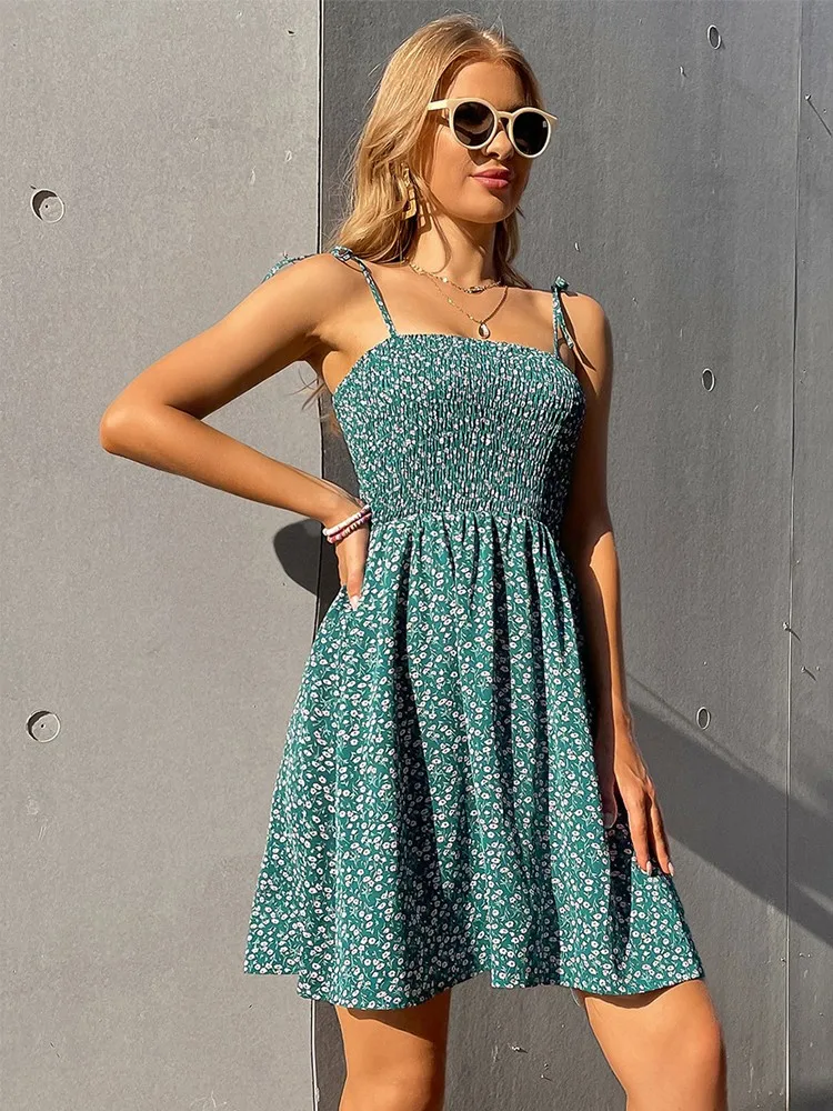 

ZQLZ Summer Dress Woman 2022 Sleeveless Spaghetti Strap Sexy Vestidos Women's Clothes Print Casual Beach Midi Summer Dresses