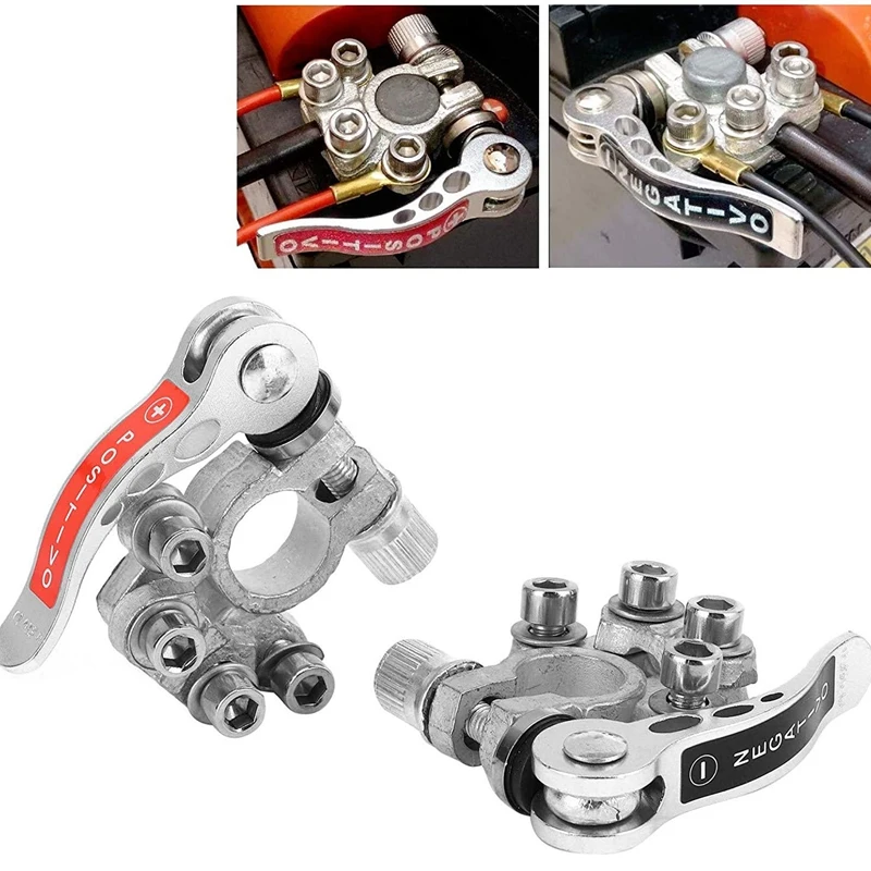 

Комплект разъемов для клемм аккумулятора с инструментом для очистки, клеммы для аккумуляторов на верхнюю стойку автомобиля, зажимные соеди...