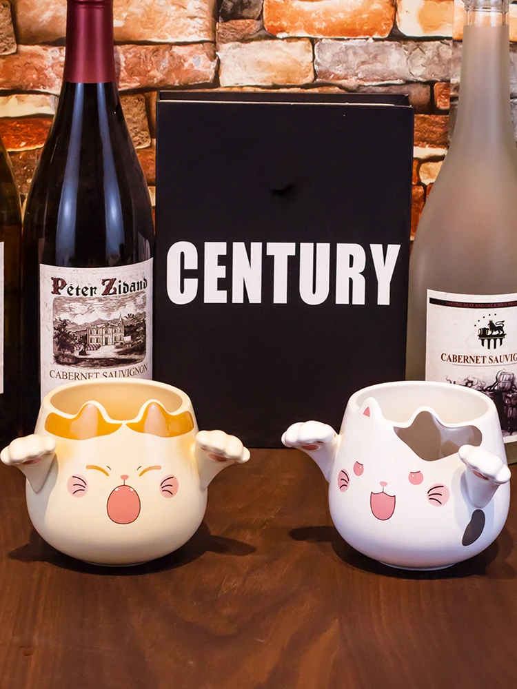 Cartoon Cute Cat Mugs With Spoons Creative Cat Paw Ceramic Mug For Coffee Tea Milk Oatmeal Large Capacity Animal Cups Funny Gift