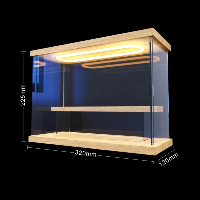 Прозрачная акриловая витрина с подсветкой для коллекционных фигурок