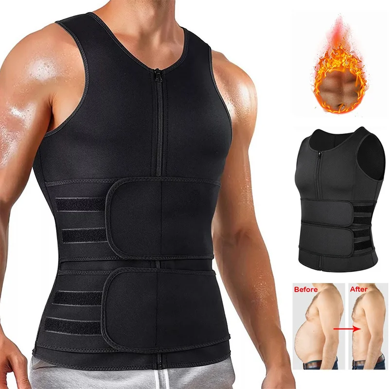 

Seamless Men Body Shaper Vest Waist Trainer Double Belt Sweat Corset Top Fitness Burn Abdomen Slimming Shapewear Correct Posture