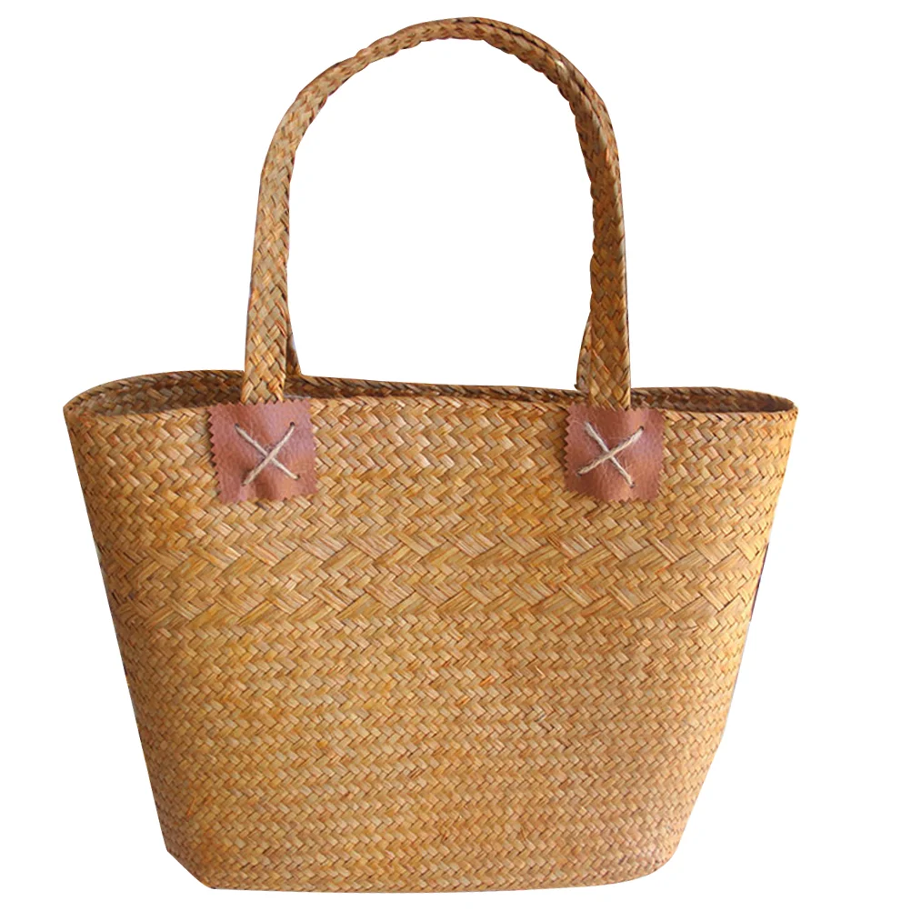 

Straw Woven Bag Beach Straw Bag Weaving Handbag Pastoral Style Flower Basket