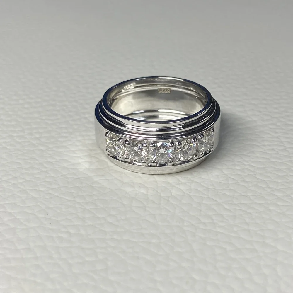 Кольцо Meisidian мужское из серебра 925 пробы с бриллиантом муассанитом