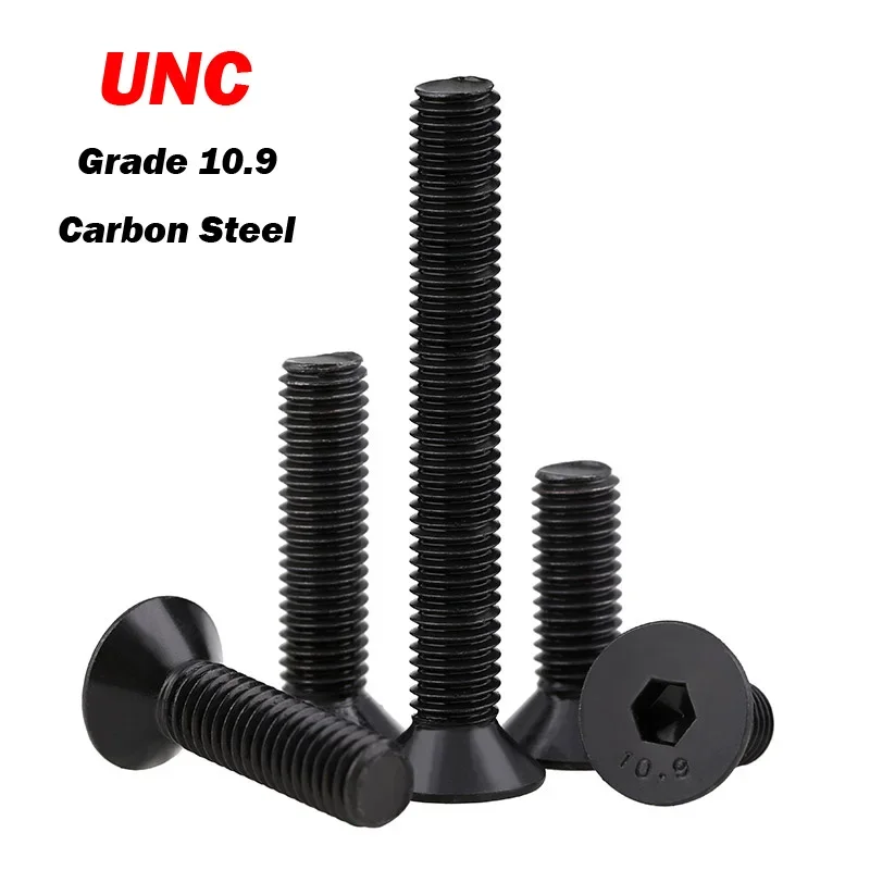 

5 шт. UNC НУФ 4 # -40 6 # -32 8 # -32 10 # -32 Стандарт США 10,9, черный стальной шестигранный болт с шестигранной головкой и плоской потайной головкой