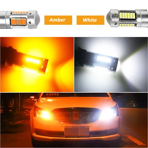 Светодиодные лампы Canbus Pw24w Pwy24w для Audi, Bmw, Volkswagen, указатели поворота, дневные ходовые огни Drl, янтарно-желтые, белые, 2 шт.