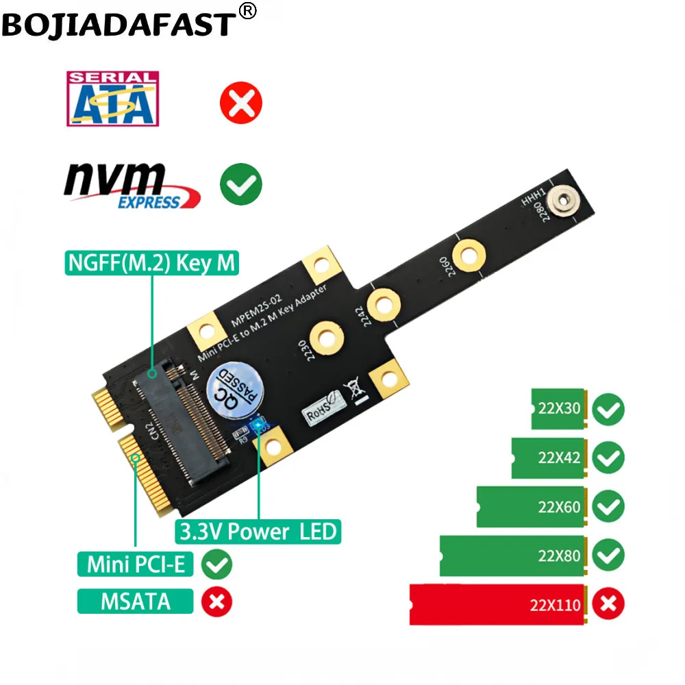 Интерфейс Mini PCI-E MPCIe для NGFF M.2 Key-M 2230 2242 2260 2280 M2 NVME SSD-адаптер-конвертер