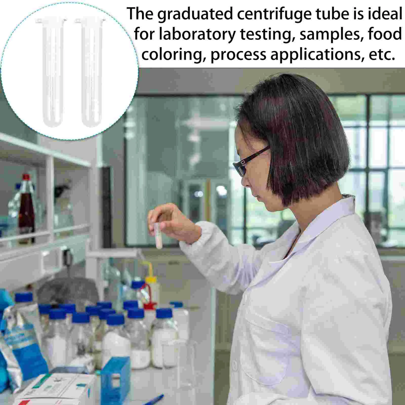 

100Pcs Plastic Shot Bottles With Caps 10ML Centrifuge Tubes with Screw Cap Graduated Marks Science Laboratory Test Tube for