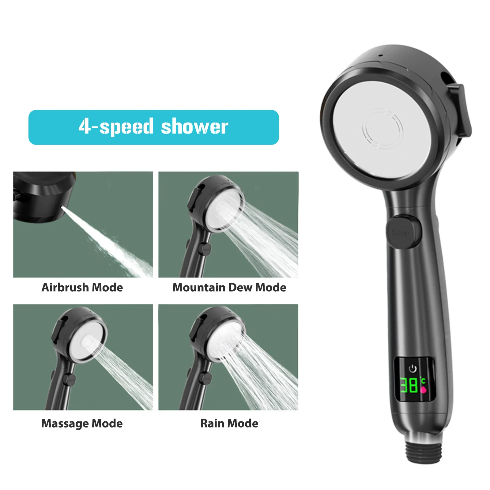 

Насадка для душа с цифровым дисплеем, ручная 4-скоростная регулировка