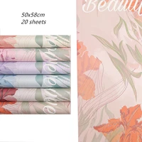 20pcs flower print papers gift wrapping papers xmas gift wrapping packaging papers new year birthday wedding gift boxes papers