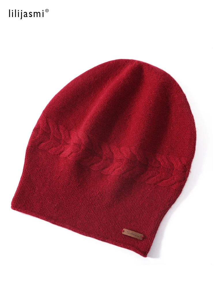 

Britain Style Cable Women 30% Cashmere Beanies Simple Solid Ribbed Hem Blends Soft Knit Hat Wool Autumn Winter Warm Skull Caps