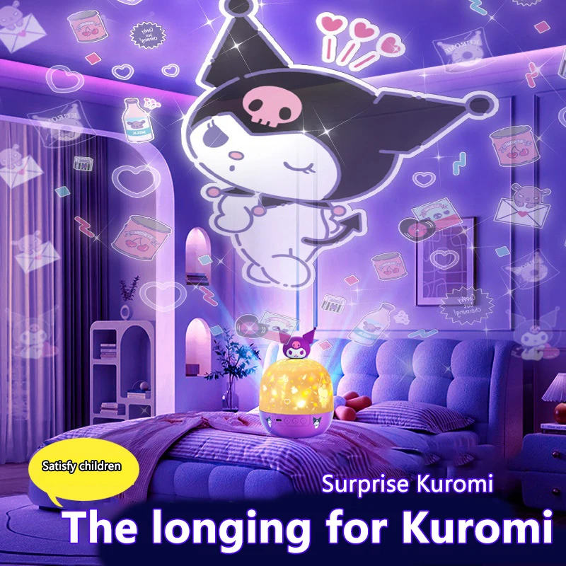 Новый Sanrio Kawaii Kuromi Cinnamoroll вращающийся проектор звездного неба атмосферный свет