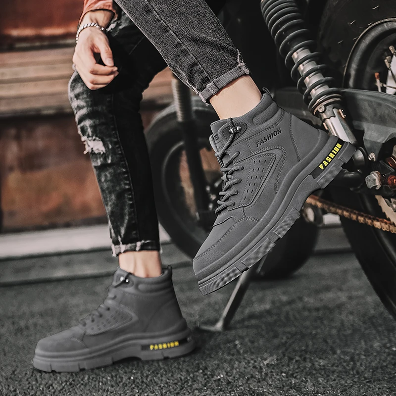 

Autumn New Fashion Brand Original Boots for Men Sports Outdoor Thick Sole Work Anti Slip Luxury Motorcycle Boots Casual Shoes