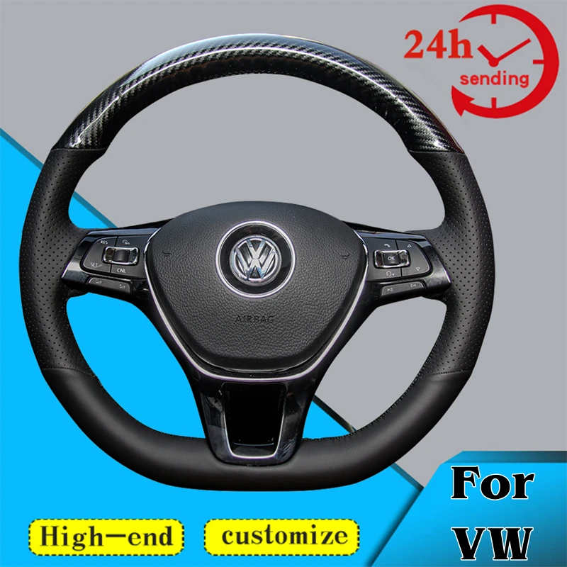 

Custom DIY Carbon Fiber Car Steering Wheel Cover 100% Fit For Volkswagen VW Golf 7 Mk7 Nieuwe Polo jetta Passat B8 Car Interior