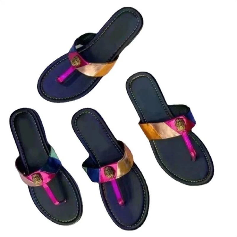 Hardware Diamond Buckle Flip-flops 2023 European and American Fashion Ladies Sandals Christmas Gifts Party