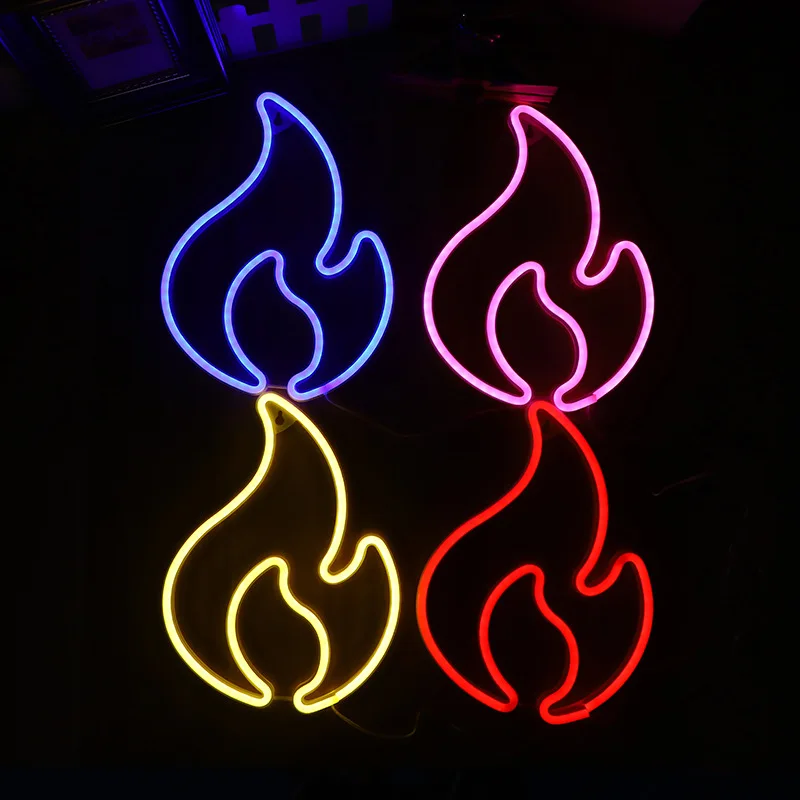 

ineonlife Fire Flame Neon Signs Design LED Wall Hanging Light USB/Battery Powered For Room Home Decor Shop Party Club Xmas Gift
