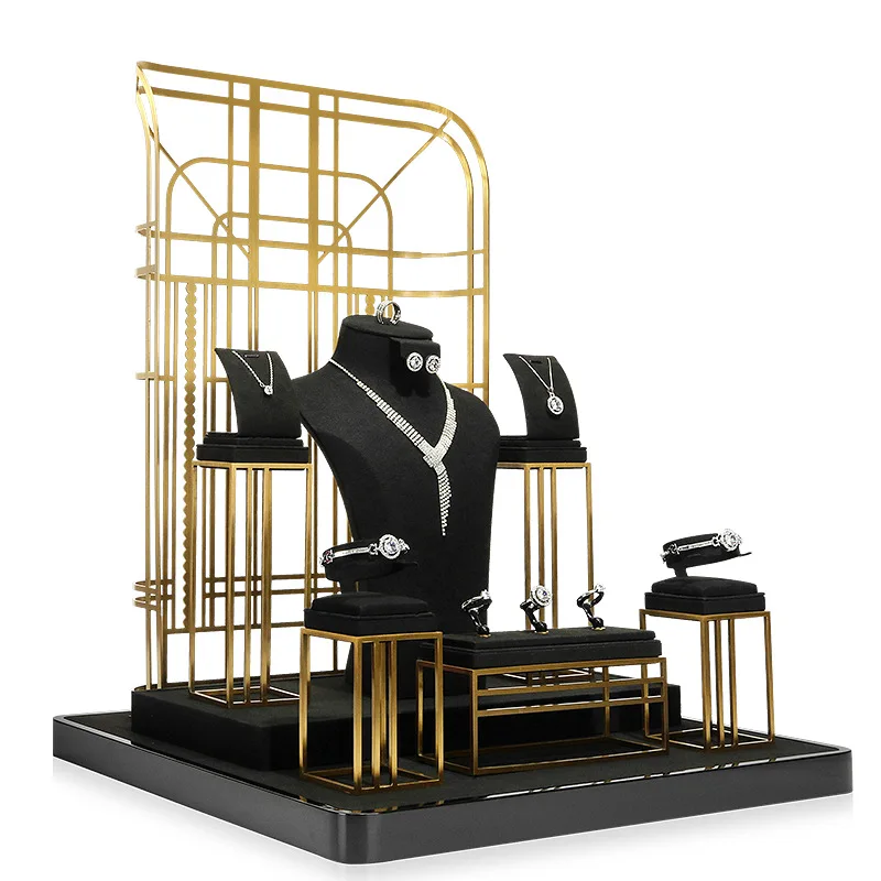 Accessories display shelf black ultra-fiber necklace pendant jewelry display shelf window luxury display props