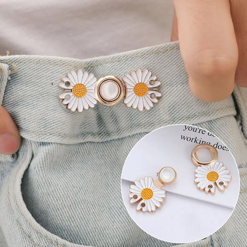 28 Arten Versenkbare Daisy Perle Snap Verschluss Taille Anziehen Taste Wiederverwendbare Nähen-Auf Jeans Hosen Cheongsam Rock Schnallen