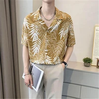 korean hawaiian shirts mens short sleeve summer blouse y2k clothes chemise camisa casual beach floral sufing loose shirt top