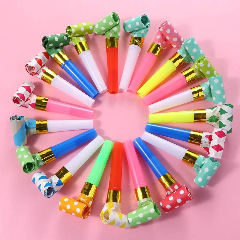 

20Pcs Colorful Stripes Party Blower Blowout Horn Whistle Noise Maker For Children Birthday Party Supplies Pinata Gift