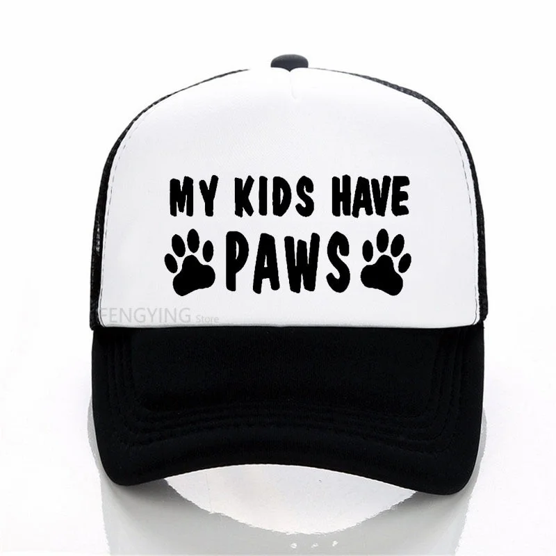 

Бейсболка с принтом «лапы» для моих детей, хлопковая Повседневная забавная Кепка-тракер в стиле хип-хоп, летняя сетчатая шляпа