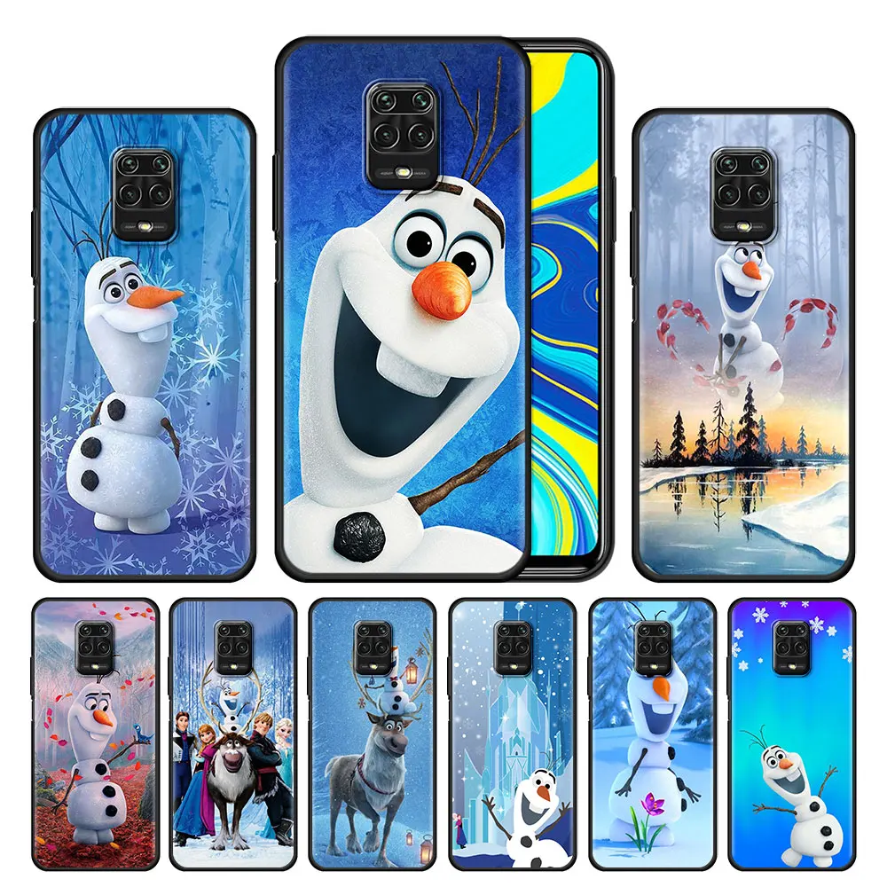 

Case Cover for Xiaomi Redmi Note 9 9s 8 8T 10 11 7A 9c 9T 10A 10c 11S Pro Shell Bag Black Protection Thin Funda Disney Olaf
