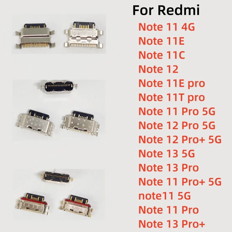 10 шт. для Xiaomi Redmi Note 13 12 11 11E 11T Pro Plus 4G 5G USB Type C Порт зарядки Разъем зарядного