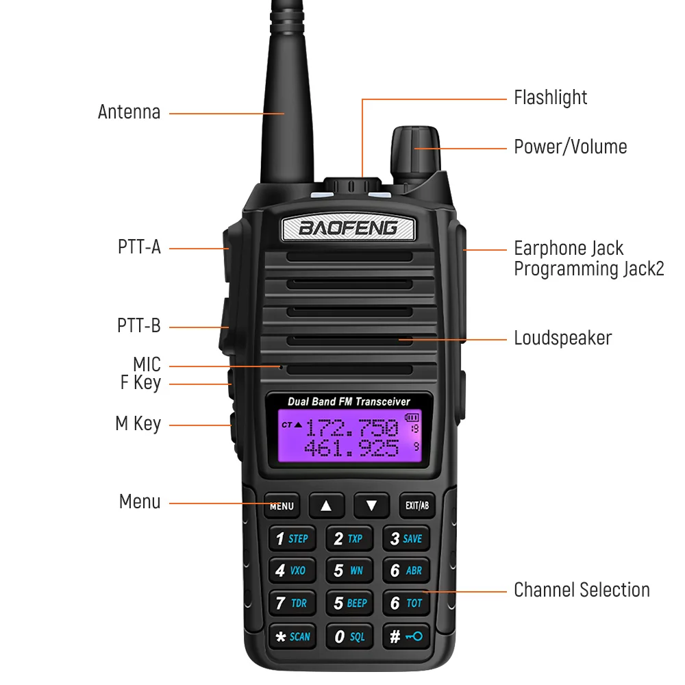 2/1Pcs BaoFeng UV-82 Portabl Walkie Talkie 8W 10KM High Power long range Two-way Radio Dual PTT Vhf Uhf Receiver Transmiter UV82