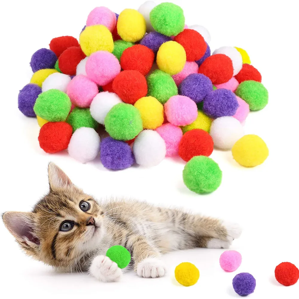 

30/70Pcs Stretch Plush Cat Ball Interactive Cat Toy Creative Colorful Pom Poms Cute Funny Kitten Chew Toys Soft Assorted Balls