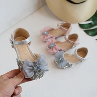 kids sandals for summer newest pink sliver girls sandal princess shoe fashion korean crystal glitter performance shoes with bow