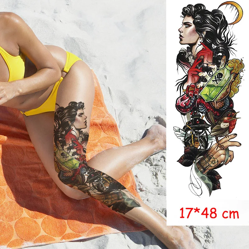 

Waterproof Temporary Tattoo Sticker moon pirate hands witchcraft Full Arm tatoo Stickers Flash Fake Tatto to Man Woman girl