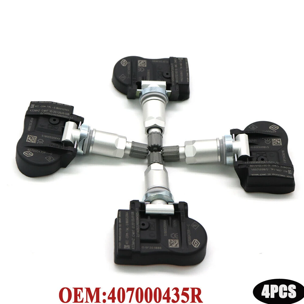 

4Pcs TPMS Tire Pressure Sensor 40700-0435R 407000435R S180052064Z For Renault Megane Laguna Fluence Latitude 433MHz