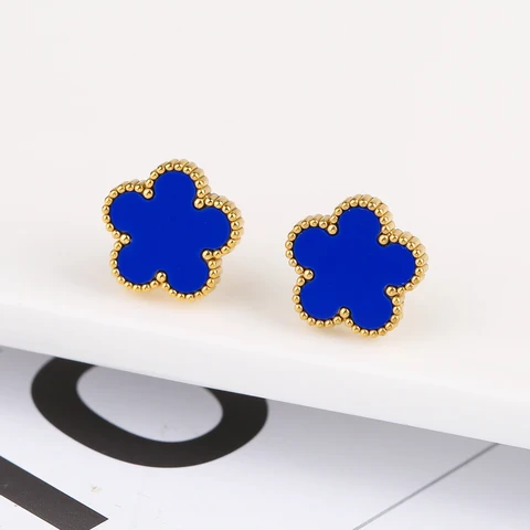 Temperament New Luxury High Quality Jewelry Set Plant Five Leaf Plum Blossom Single Sided Women's Non Fading Clover