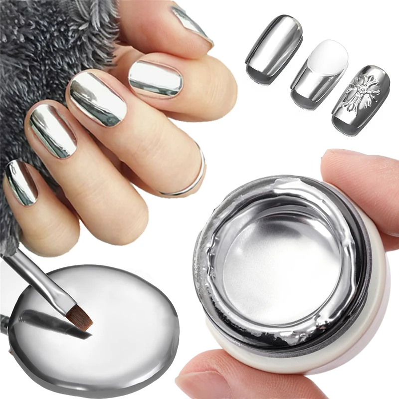 

8ML Mirror Chrome Nail Polish Gel Semi-permanent Varnishes for Manicure Mirror Effect Metallic Shiny Glitter Silver Decorations